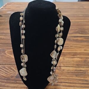 Neutral Earthtone Shell Bead Long Necklace